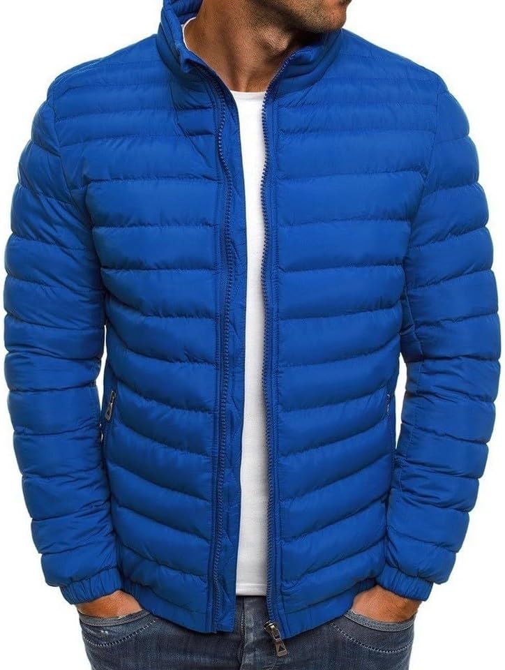 Generic Design Jacket for (Couleur : Royal blue) (SIZE: M) Mens Padded Jacket Water Resistant Puffer Winter Warm Coats Puffer Zipper Coats