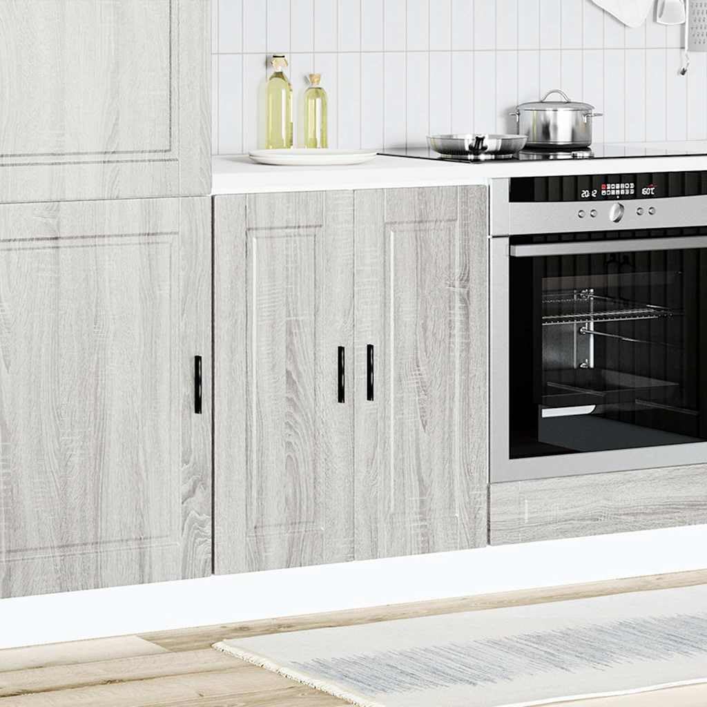 Porto - Mobiletto da cucina in legno Sonoma, 60 x 46 x 81,5 cm, con vano portaoggetti, piedini regolabili, porta e materiale robusto, per cucina, sala da pranzo, dispensa e organizer