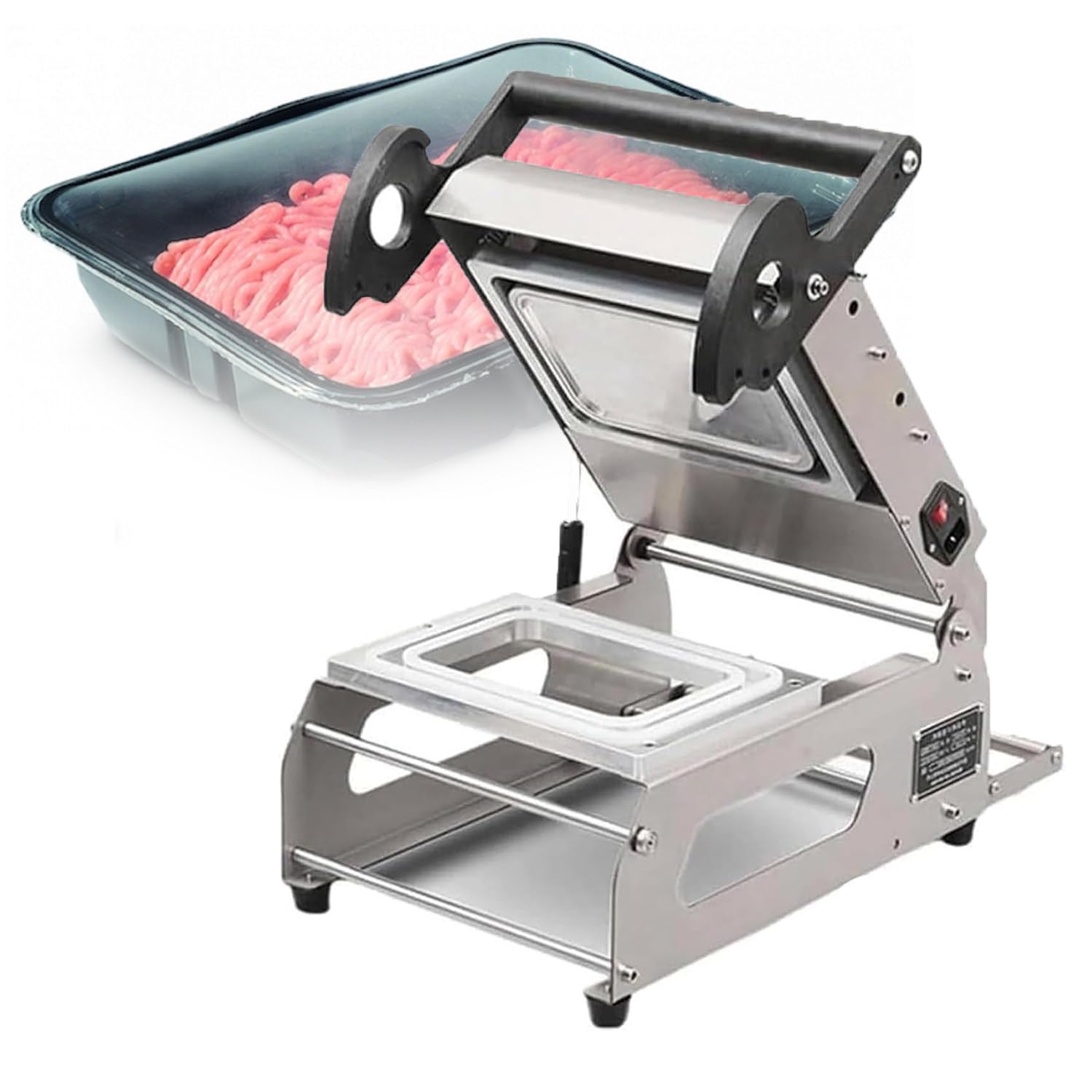 Saldatrice manuale a caldo per contenitori alimentari, sigillante a pressione manuale efficiente, 7-8 cicli/min, ideale per gastronomia, bar, da asporto