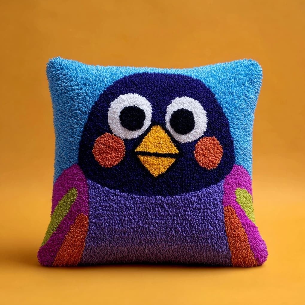 AxiangziK Pre-Printed Latch Hook Pillow Kit,Animals Crow