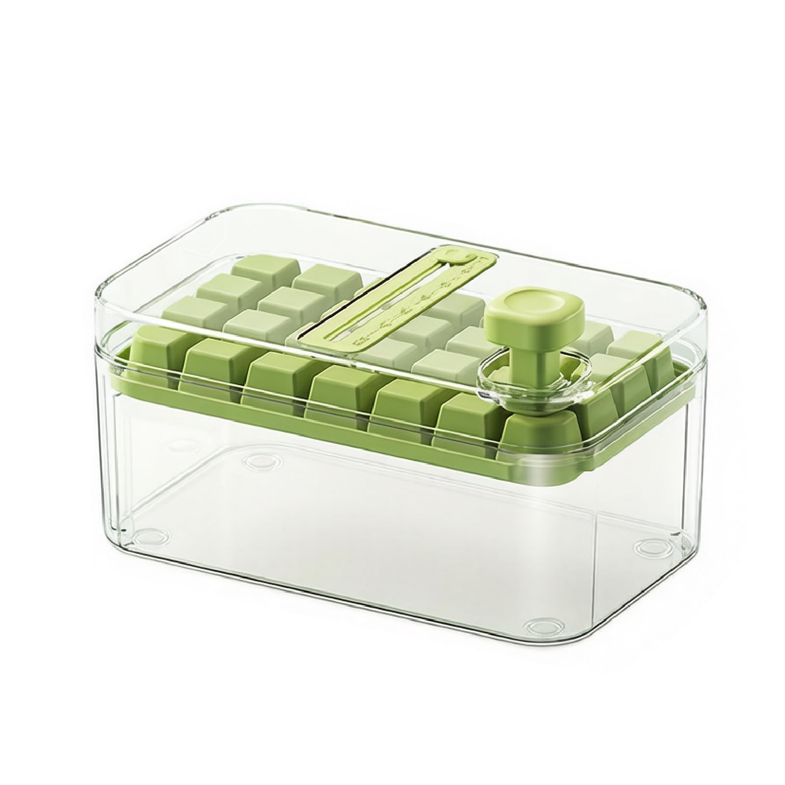 DTSXFTLY Ice Cube Tray with Lid Press Type Ice Maker Freezer Mold Storage Container,Green,B