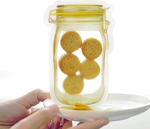 Miniatura 9 de 20 bolsas para tarros Mason de 8 onzas, bolsas reutilizables herméticas para almacenamiento de alimentos, a prueba de fugas, bolsas para viajes,