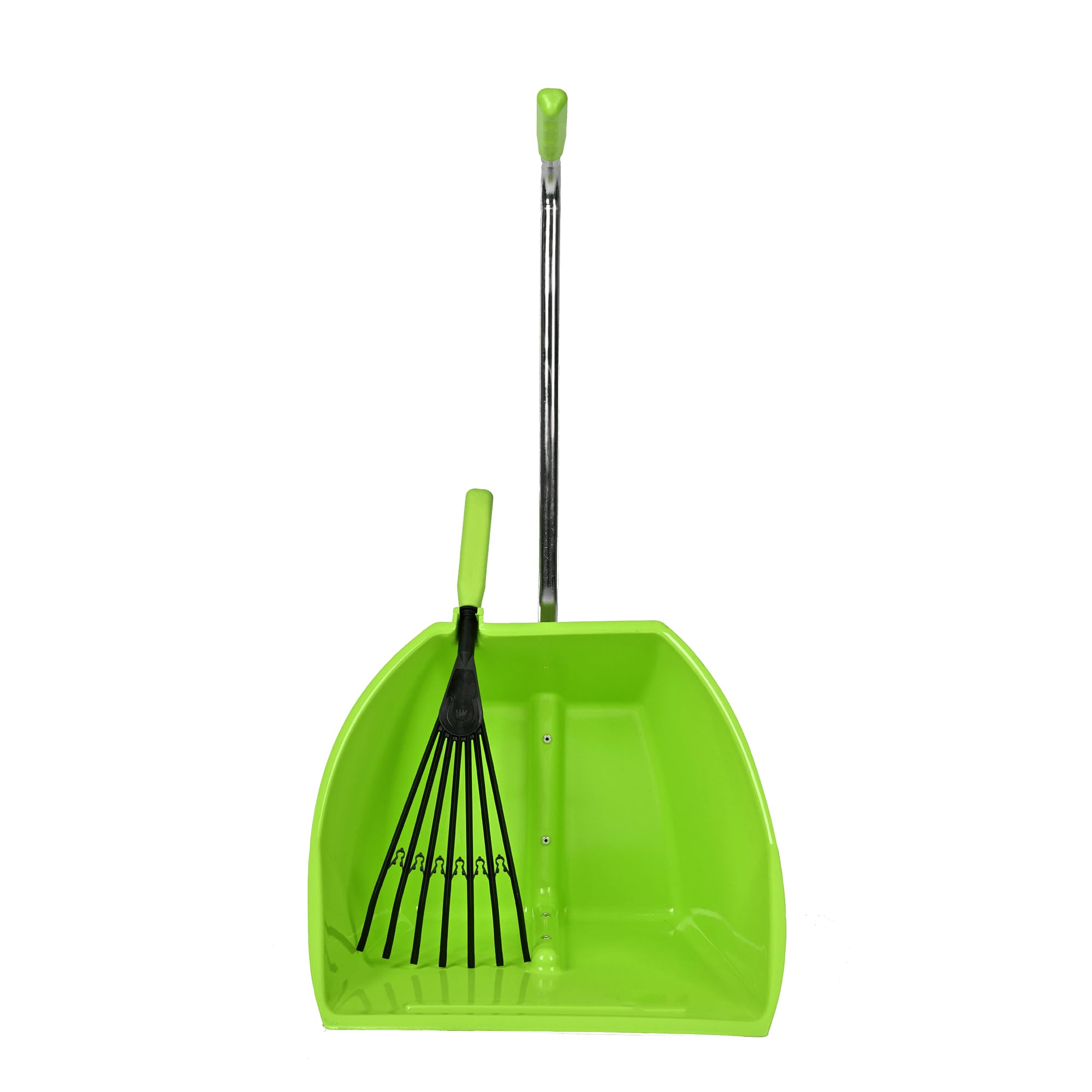 Red Gorilla Official - BIG TIDEE with Short Black Plastic Rake Large Pistachio Scoop Pan with Short Handle Wide Deep Dustpan for Garden Stable Home or Building Site