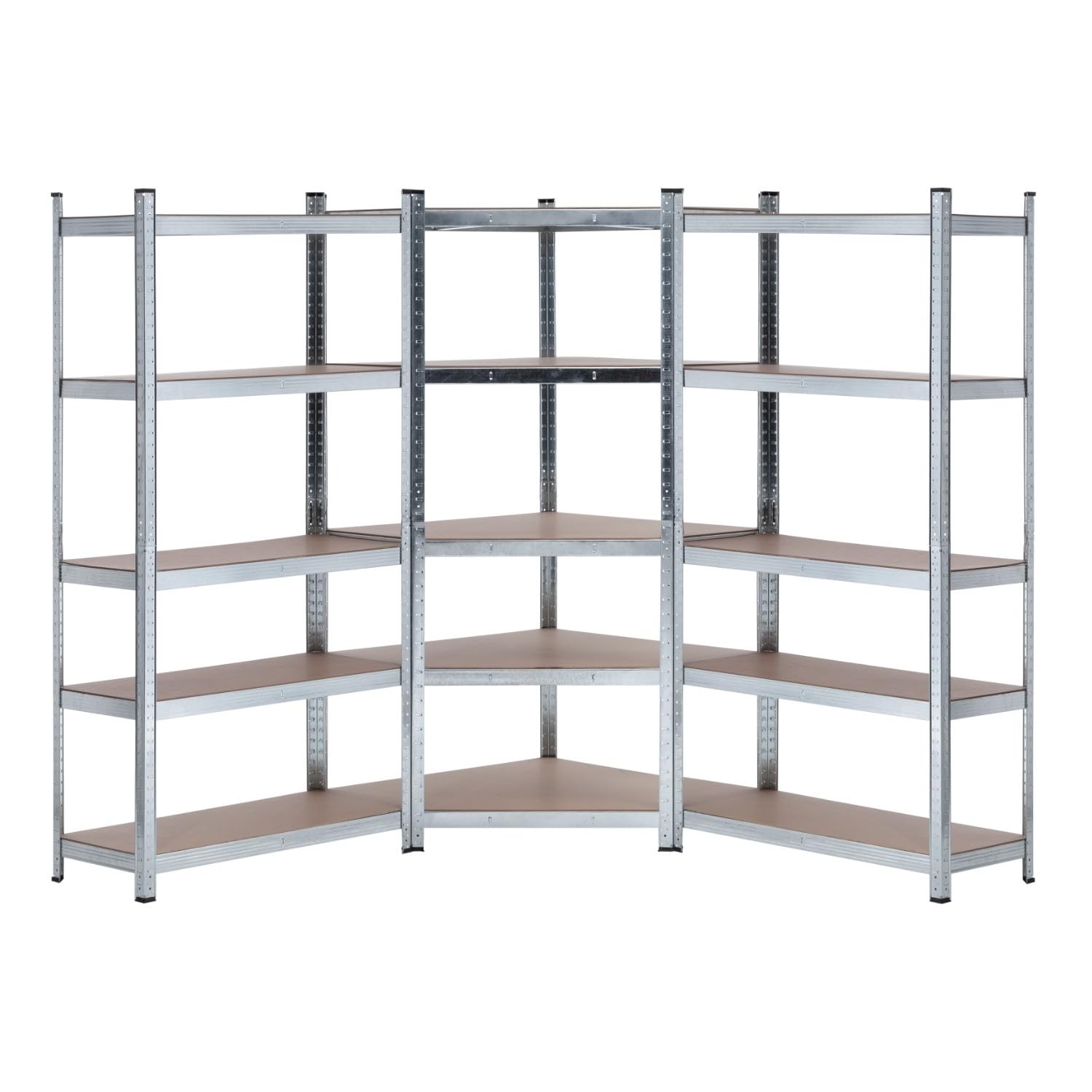 Pack 2 Estanterías Modulares y 1 Estantería Esquinera Galvanizadas 5 Baldas Ajustables GH91