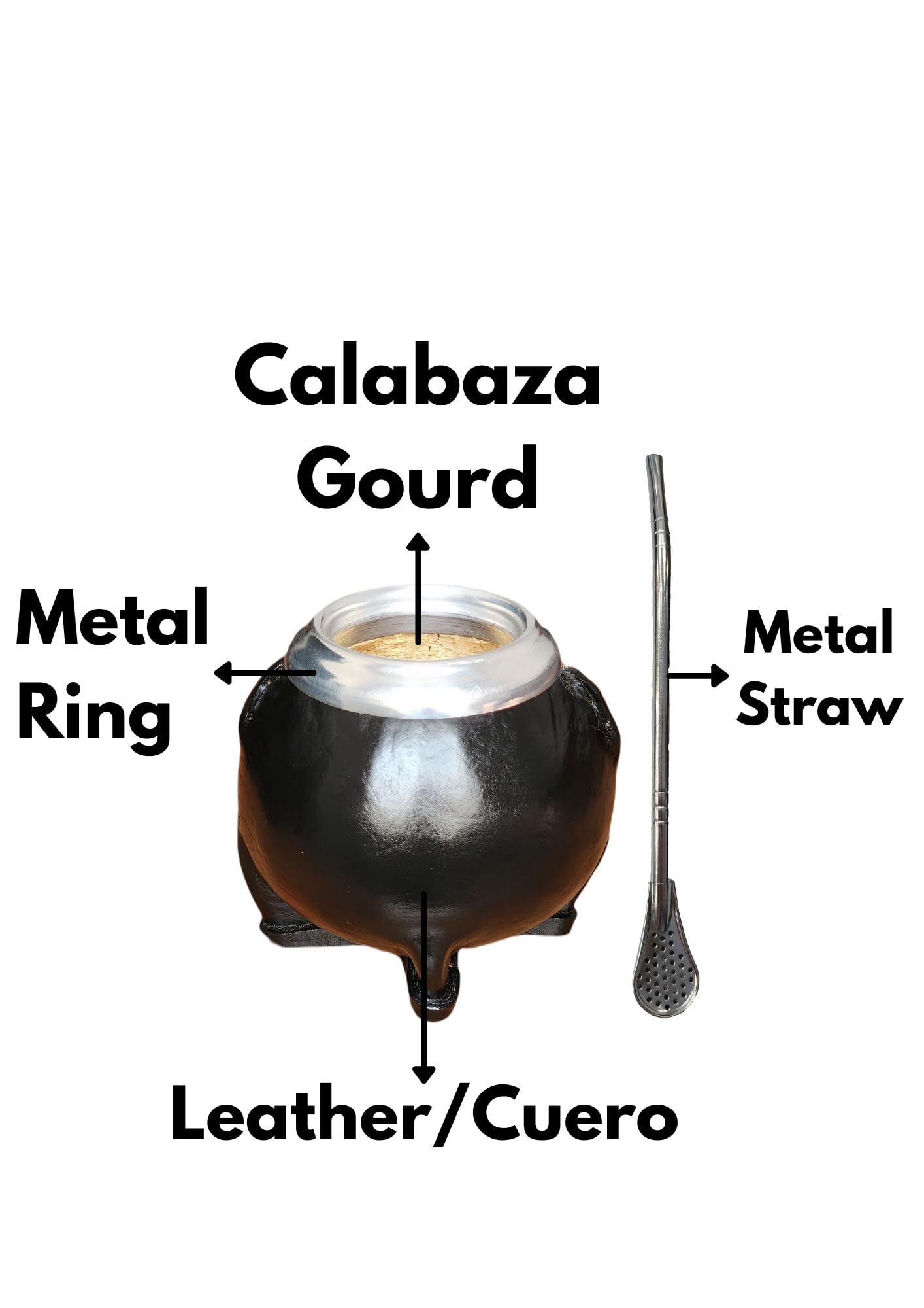 Argentyński ręcznie robiony matowy wykonany z naturalnej dyni i czarnej skóry, matowy ze stalową żarówką, Yerba Mate Gourd Cup, Matowy kubek