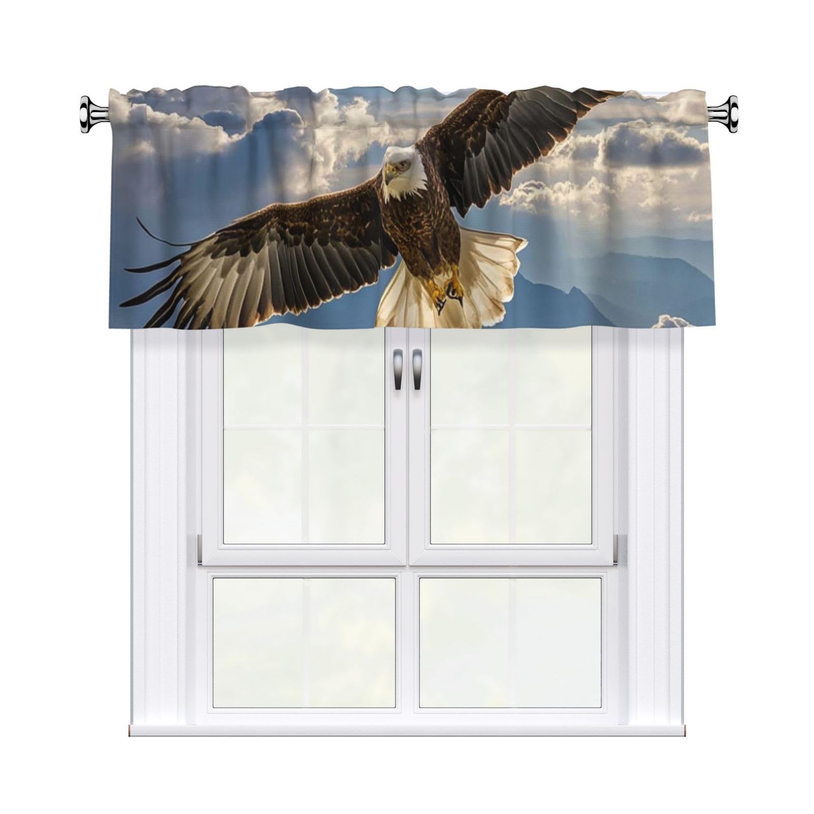 MXDLKSWPOH Valances for Windows Abstract Art Short Curtains Eagle Kitchen Curtains Window Treatment Valance Rod Pocket Cafe Curtains for Kitchen Bedroom Bedroom Bathroom 54 X 18 Inch