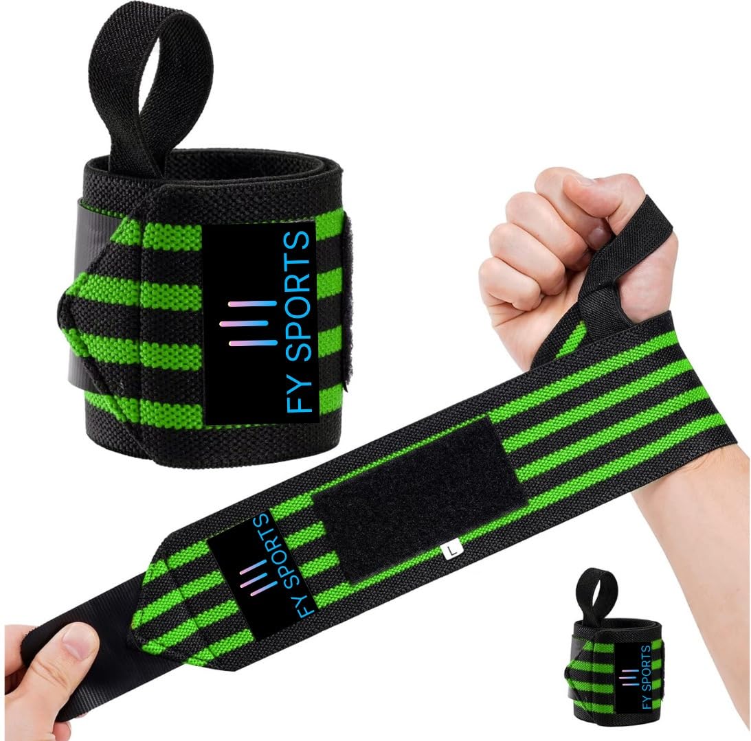 FY Sports Wrist Supporter for Gym - Adjustable Wrist Band with Thumb Loop Straps for Men and Women - Hand Grip and Wrist Support Sports Straps for Gym and Weightlifting (Green) (B0CZ3ZZNTP) Amazon Price History, Amazon Price Tracker