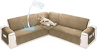 Vista 20 de Fundas de sofá seccional para perros 100% impermeables, funda de sofá en forma de L para esquinas, de terciopelo, lavable, antideslizante