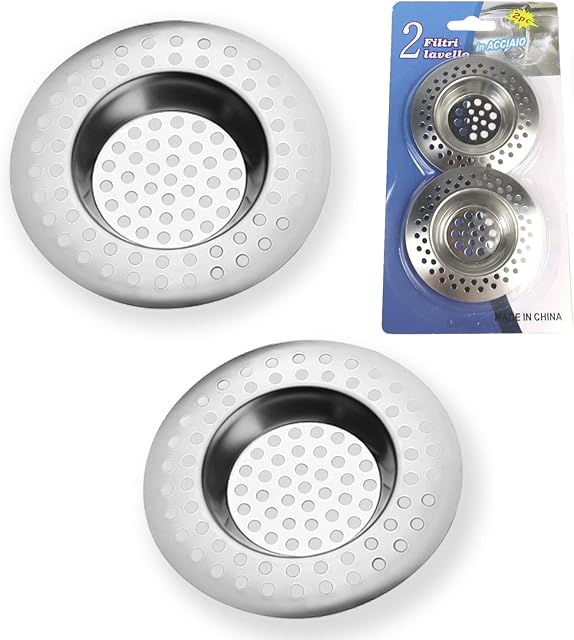 Rubigo Kitchen Sink Strainer Plug Stainless Steel Hole Cover, Bathtub/Shower Drain Cover Hair Catcher Sink Stopper Drain Filter for Kitchen/Bathroom 7.7cm Diameter (90 Hole) 2pk/4pk (2)