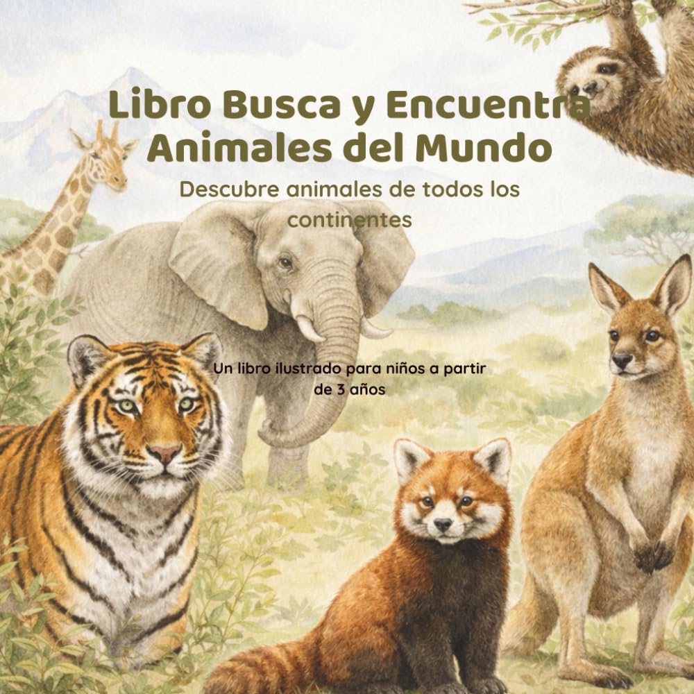 Libro Busca y Encuentra – Animales del Mundo: Descubre animales de todos los continentes – Libro ilustrado para niños a partir de 3 años