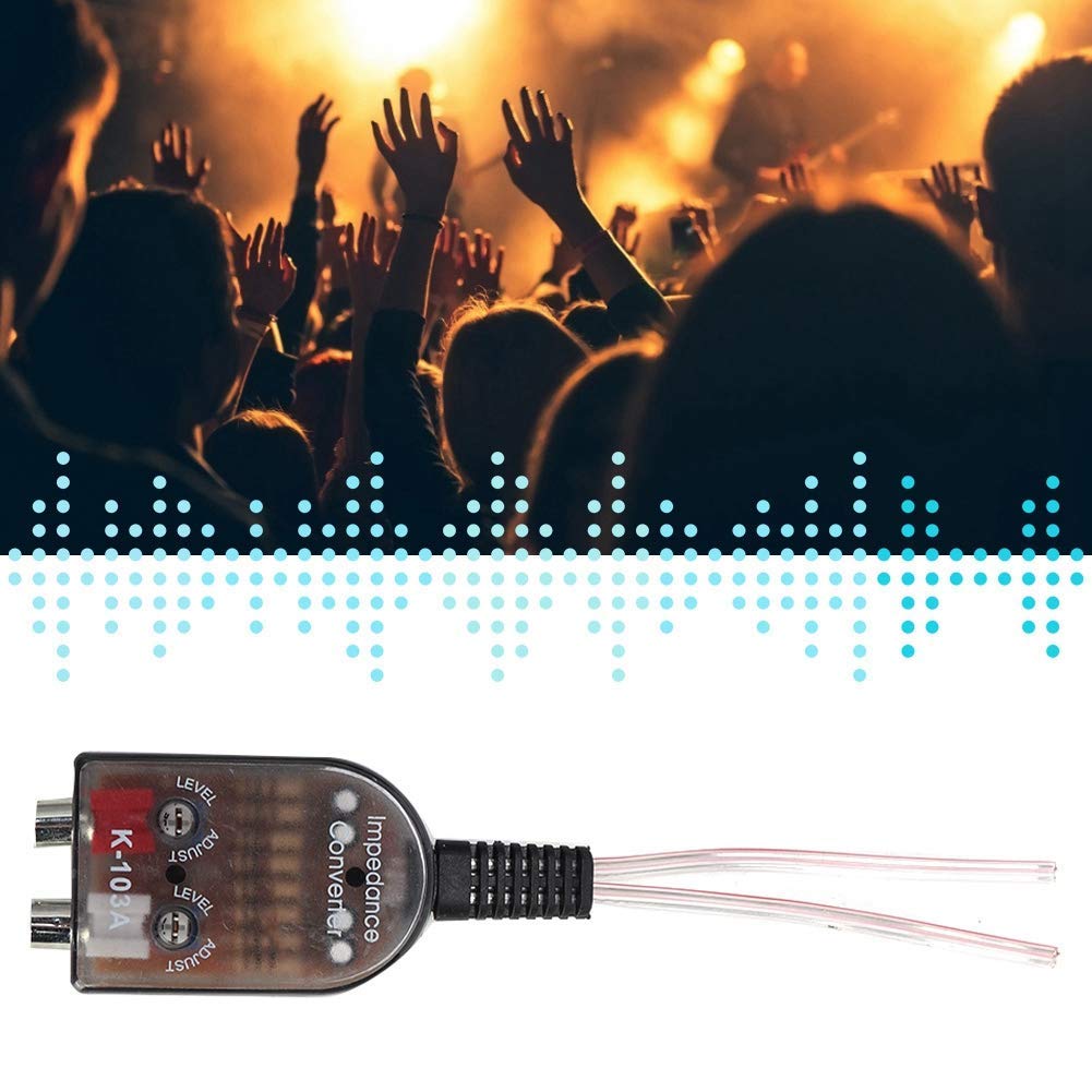 Aramox Konwerter samochodowy audio, impedancja dźwięku Stero, regulowany głośnik, wysoki do niski, Line Audio impedance konwerter ABS