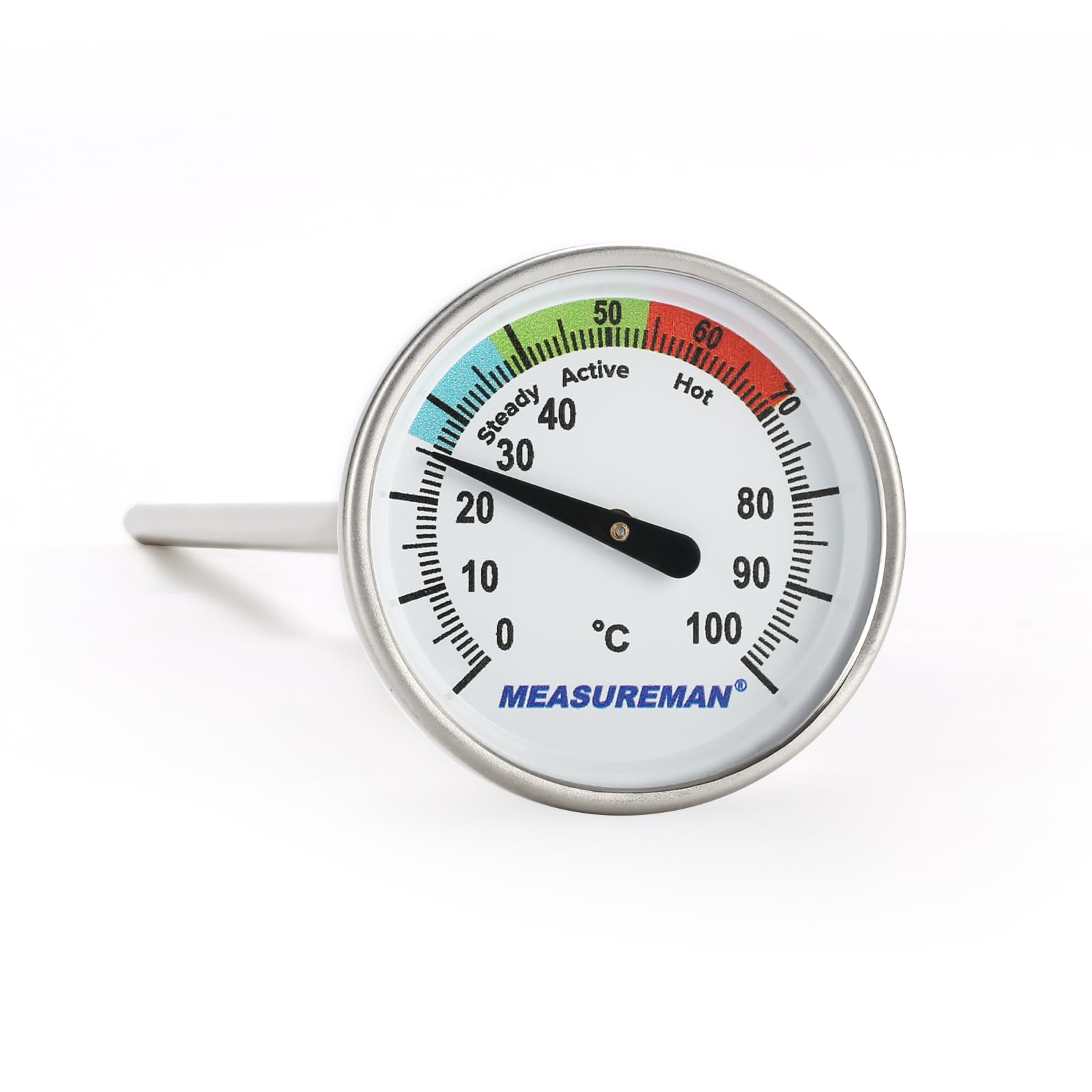 Solimeta Compost Thermometer, Stainless Steel Case and Probe, 20" Stem, Colour Coded Temperature Guide, Accurate Temperature Measuring for Garden and Home Composting