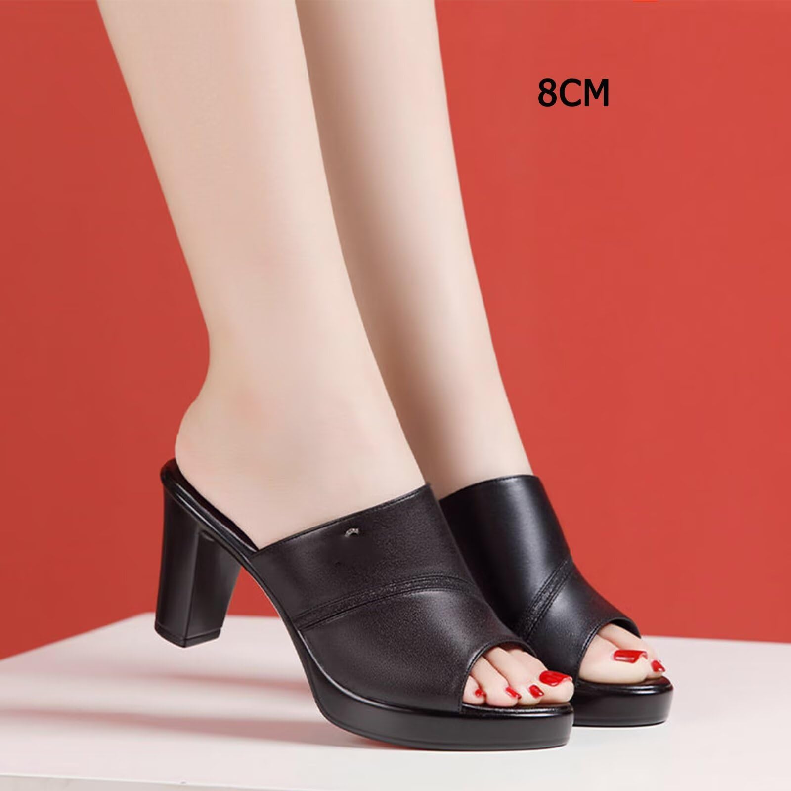 HNVAVQ Mules con Plateau Donna Sandali Estivi Tacco Largo Comodo Scarpe da Ufficio Cerimonia Elegante 8cm/10cm