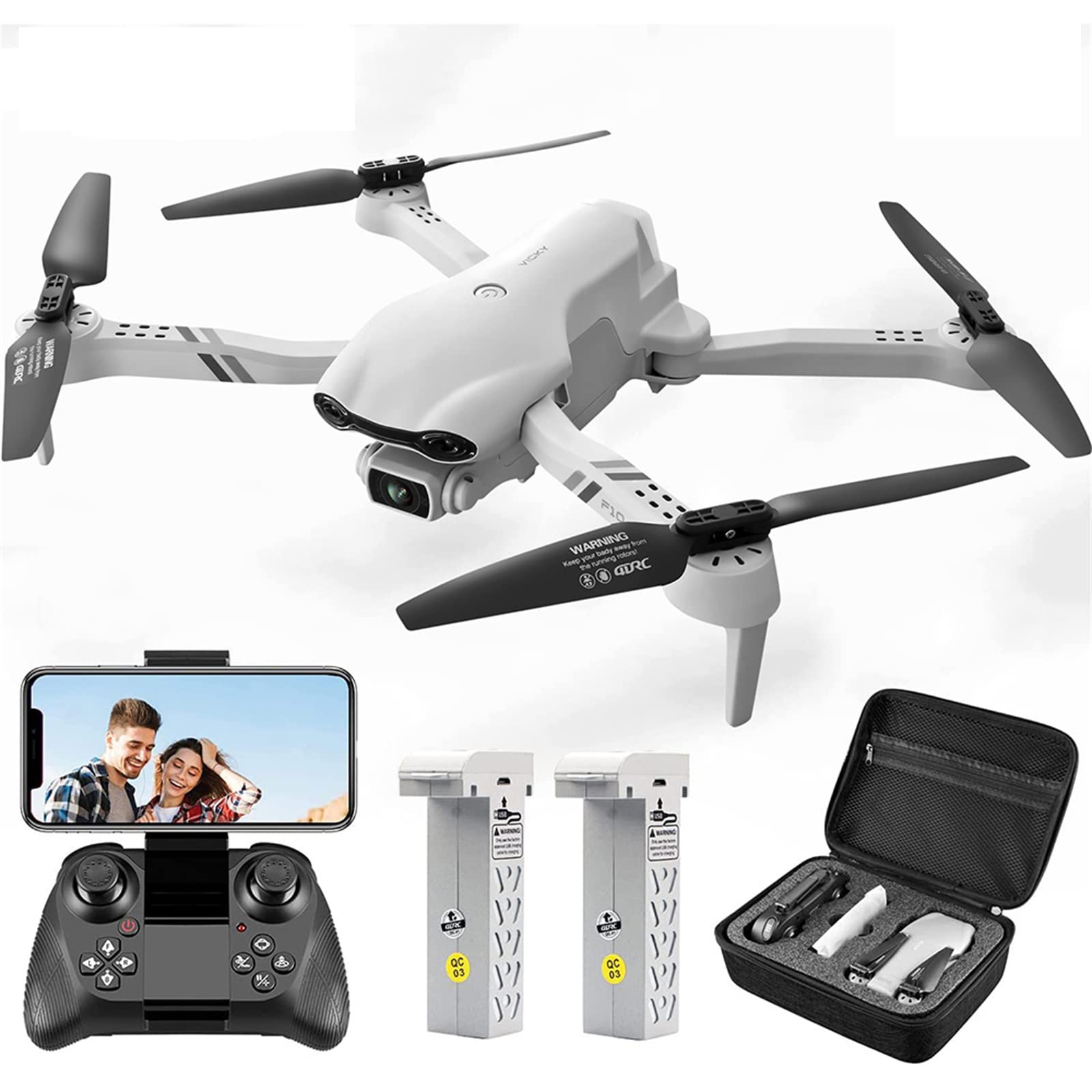 Drone con Fotocamera, Drone GPS con Fotocamera 6K per Adulti, Quadricottero 5G WiFi RC con Ritorno Automatico, Seguimi, Motore Brushless, Mantenimento Dell'altitudine, modalità Senza Testa
