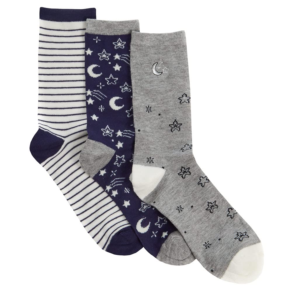 Metzuyan Ladies Bamboo Viscose Stripped Novelty Colourful Socks Novelty Popcorn Multipack Moon Size UK 4-8
