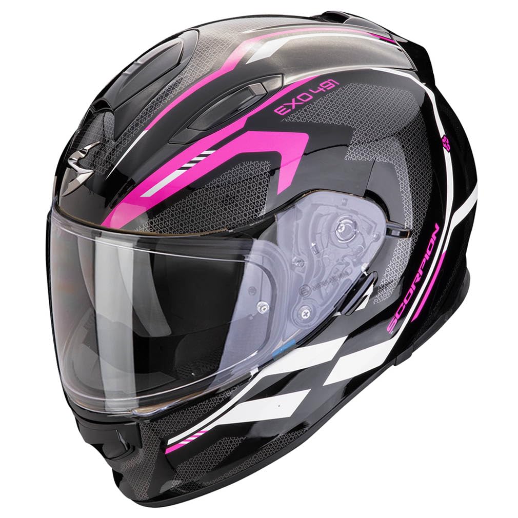 Scorpion Exo 491 Kripta Black Pink | Casco de Moto Integral con Visor Solar | Unisex Hombre y Mujer Homologado ECE 22.06