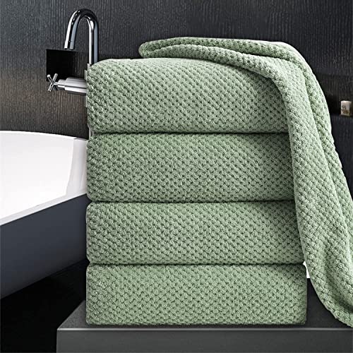Bathroom Towel Set Green 4 Pack-35X70 Towel,600Gsm Ultra Soft Microfibers Bath Towel Set Extra Large Plush Bath Sheet Towel,Highly Absorbent Quick Dry Oversized Towels Spa Hotel Luxury Shower Towels #TOP12