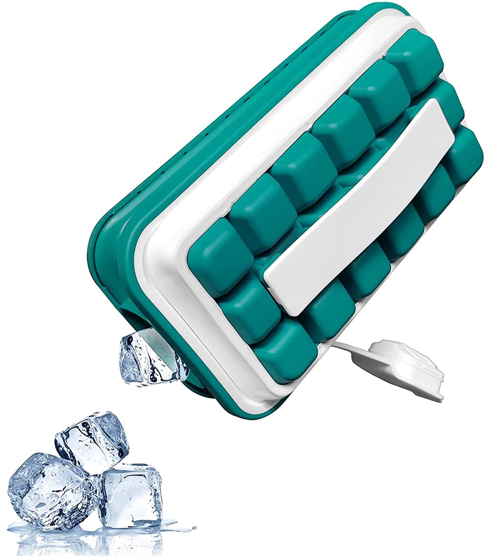 Ice Cube Mould, Ice Breaker Pop, Silicone Sanitary Ice Tray with Lid for Easy Carrying Ice Cube Marker Makes 18 Ice Cubes