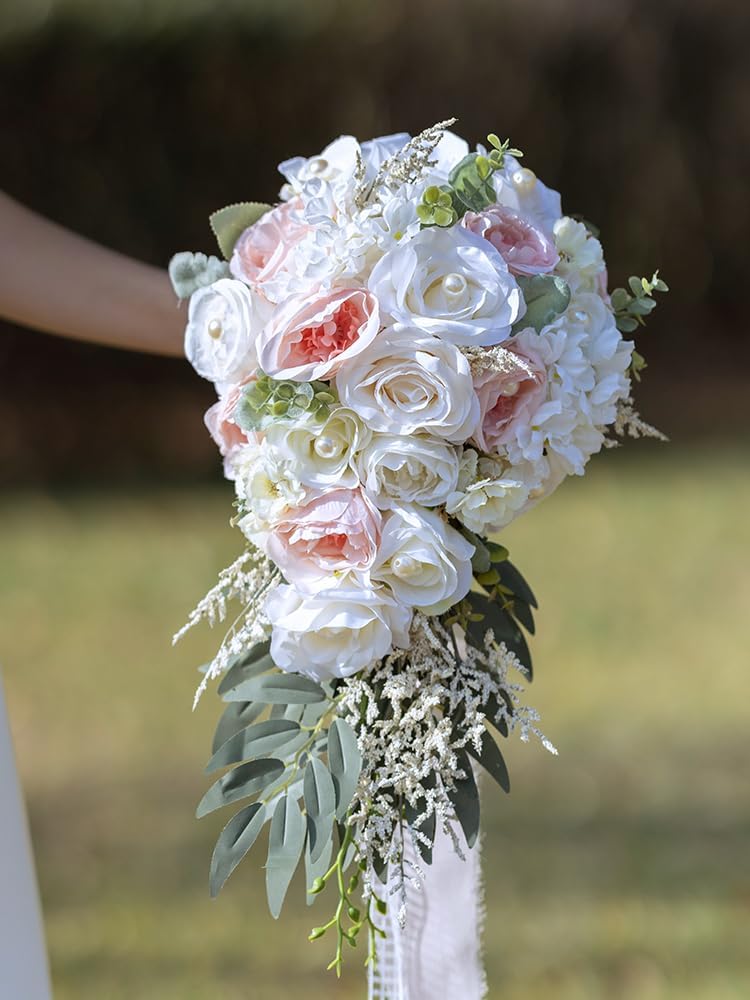 FEILUOYI Pink Bride Layered Bouquet, Bride Bouquet,Tossing Bouquet， Can Be Used for Rural Weddings, Church Weddings, Wedding Gifts