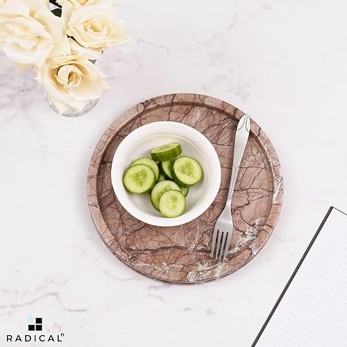 Miniatura 2 de Radicaln Bandeja de mármol negra de 10 pulgadas hecha a mano para joyería redonda para decoración del hogar, bandeja decorativa organizadora de