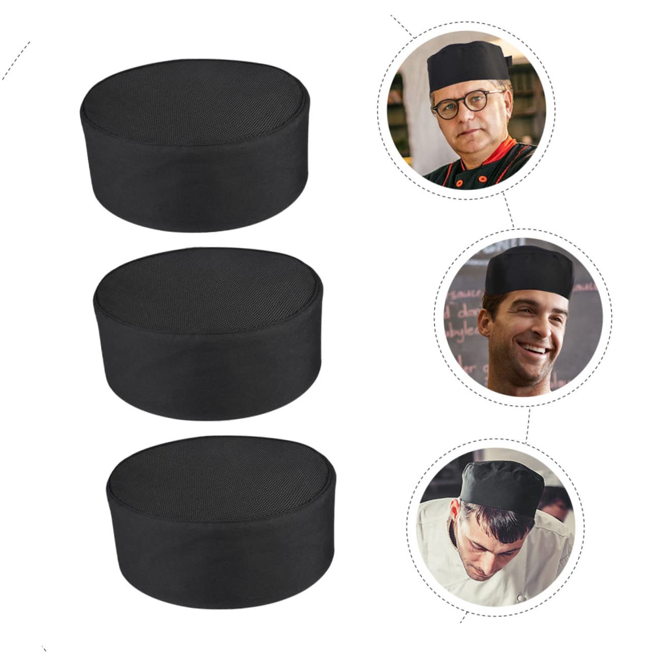 LIFKOME Sombrero De Cocinero Tapa Gorra De Cocinero Neto Sombrero De Los Hombres Gorras De Unisex para Transatlántico o Pañuelo Black Ropa De Algodón