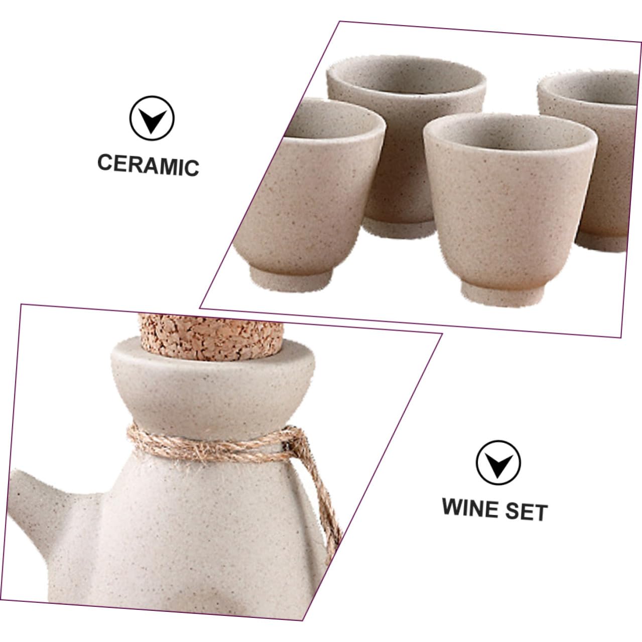 DOITOOL Set per Sakè Giapponese 1 Bottiglia 300ml 4 Tazze 50ml