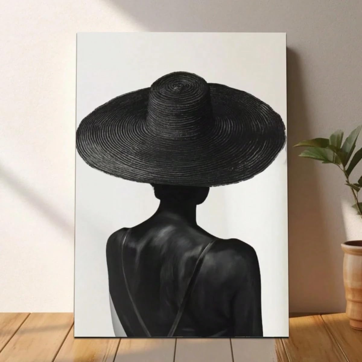1 cuadro de mujer en blanco y negro, ideal para la decoración del salón (60x80cm/sin marco).