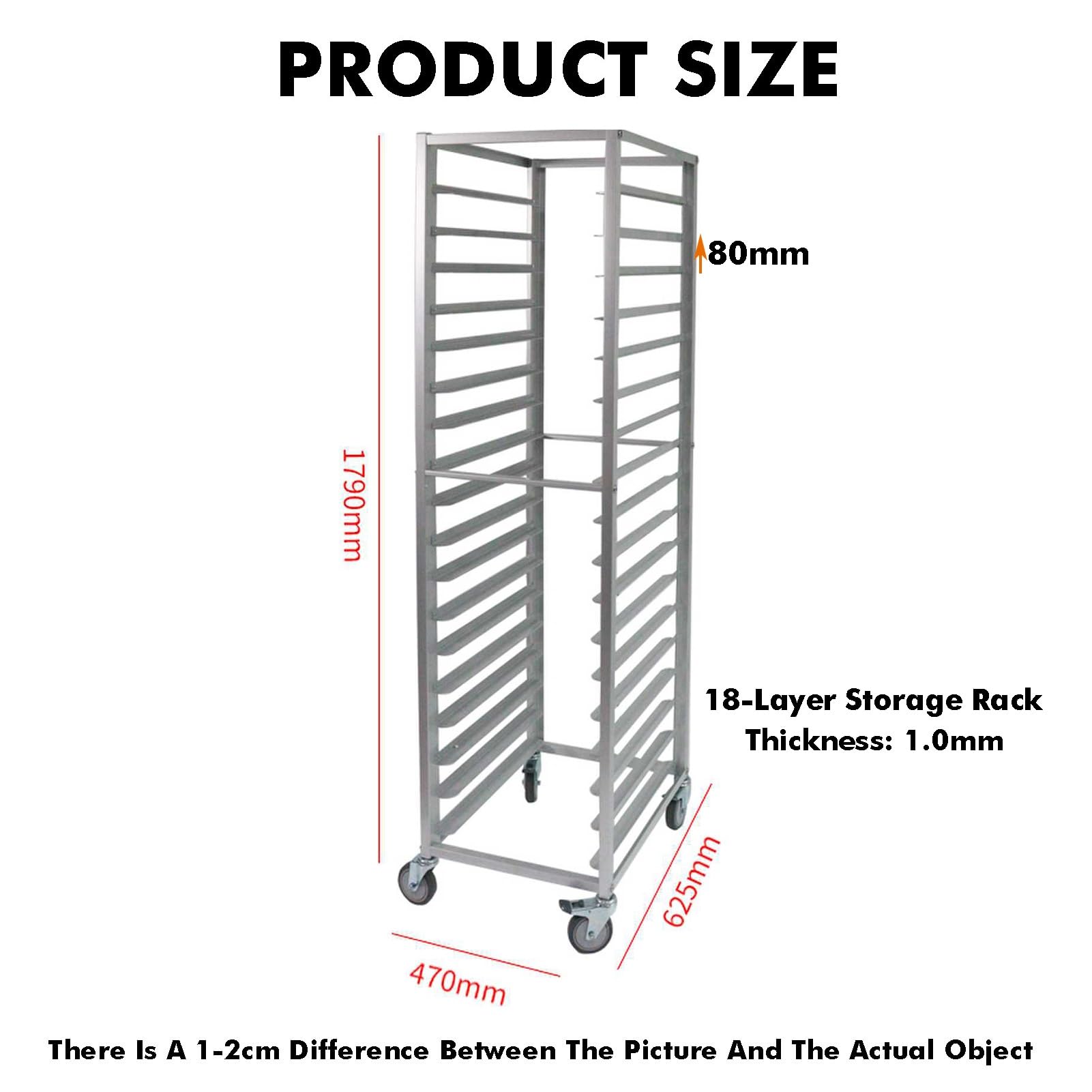Carrello Porta Teglie Commerciale A 15/18 Ripiani Con Ruote Frenanti, Carrello Porta Teglie In Alluminio For Teglie Intere/mezze, Velocità Di Raffreddamento(18-Tier)