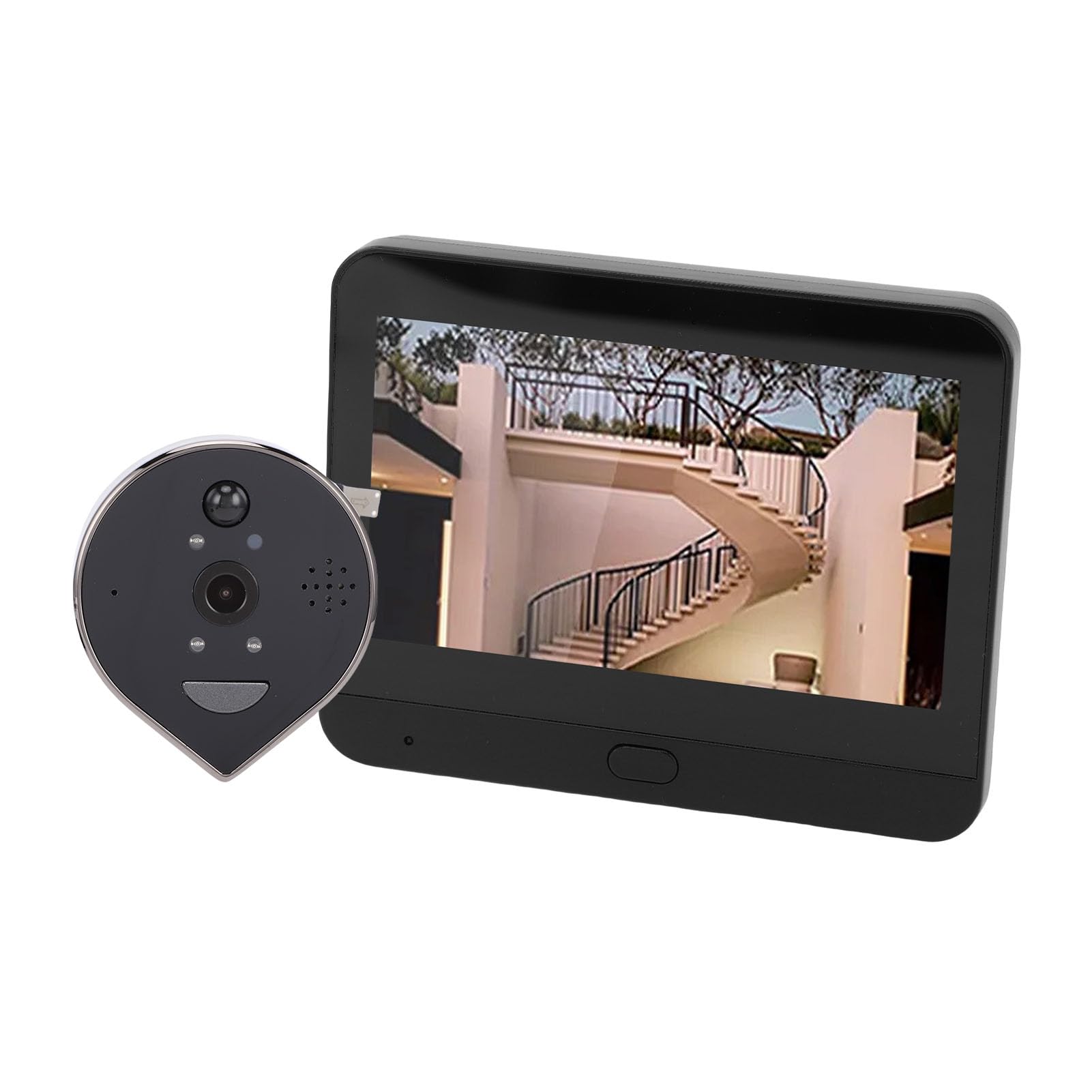 SEAFRONT Caméra de Vidéophone pour Porte, 3MP 1080P avec Détection de | Visionneuse LCD 4,3 Pouces, Angle Large 160°, Batterie 5000 MAh, Détection IA Humaine, Compatible , Adaptation Porte 35-120