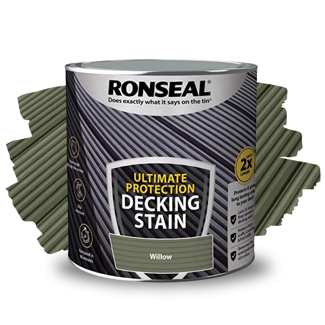 ARUUJ - Decking Stain, Long-Lasting Weather Protection, Quick Dry in 90 Minutes, Anti Slip Deck Stain, Indoor Outdoor Use, Protects Against Scuffs & Foot Traffic, Matt Finish (Willow, 2.5L)
