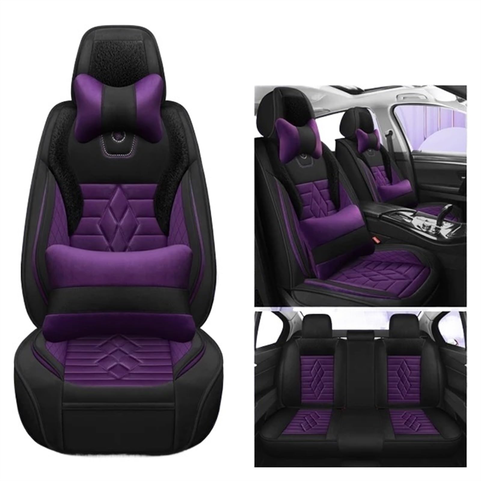 Ensemble complet chaud 5 sièges pour voiture avec coussin épais isolant - 7