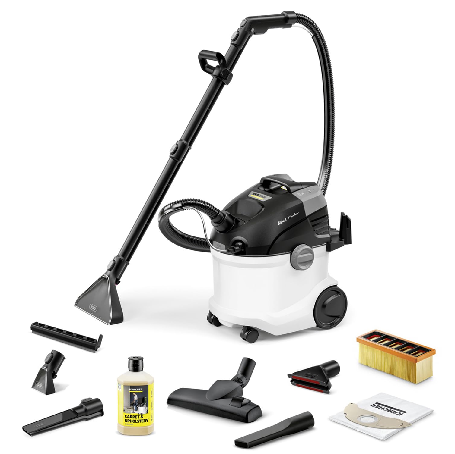 KÄRCHER Waschsauger SE 6 Signature Line, 2-in-1-Sprühsaugschlauch, Frischwassertank: 4 l, Schmutzwassertank: 4 l, Waschbodendüse mit Hartbodenaufsatz, Waschpolsterdüse, Boden-, Polster- und Fugendüse