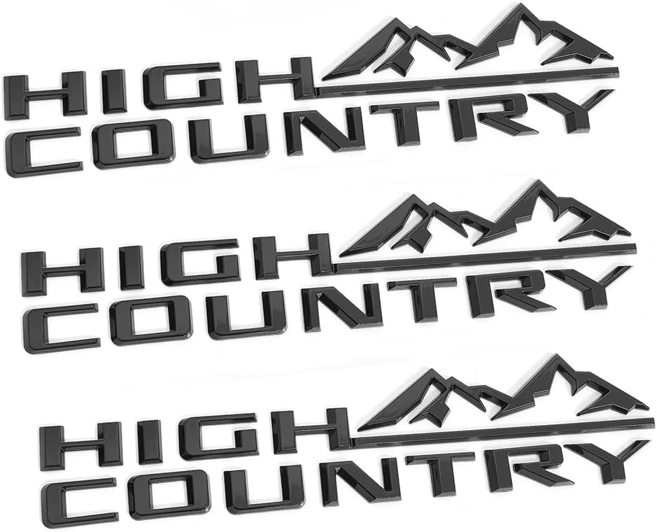 2pack OEM High Country Emblems 3D Letters Side Badge Compatible with Silverado Tahoe Suburban 2019-2025 High Country 85101611 Glossy Chrome