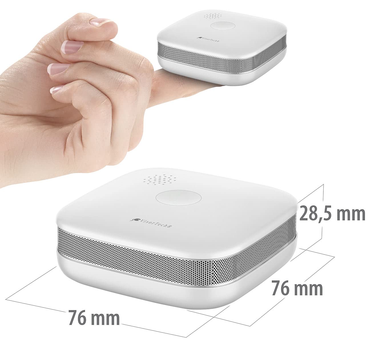 VisorTech Elesion Rauchmelder: 5er-Set WLAN-Design-Rauchmelder mit weltweiter App-Benachrichtigung (Smart-Home, Mini, Funk)