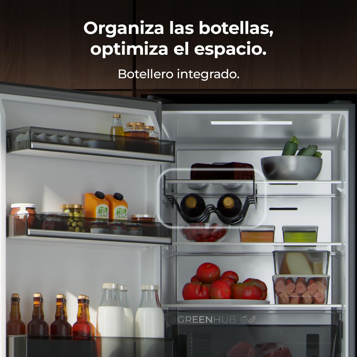 Cecotec Frigorífico Combi 409L Total No Frost Bolero CoolMarket Combi 409 Inox C. Altura 185cm, MAX INSIDE con VIP Tech, Compresor Inverter Plus, Bajo Consumo, Cajón Temperatura Variable, Inox