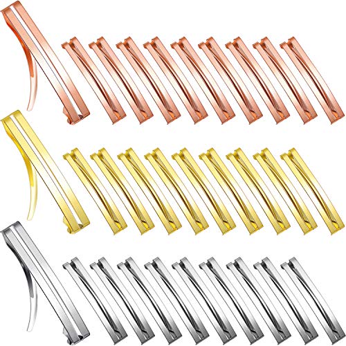 30 Pieces Open Center Domed Hair Metal Barrettes Anti-slip Stay Tight Hair Clip for Girls and Women, 3 Colors (Small)
