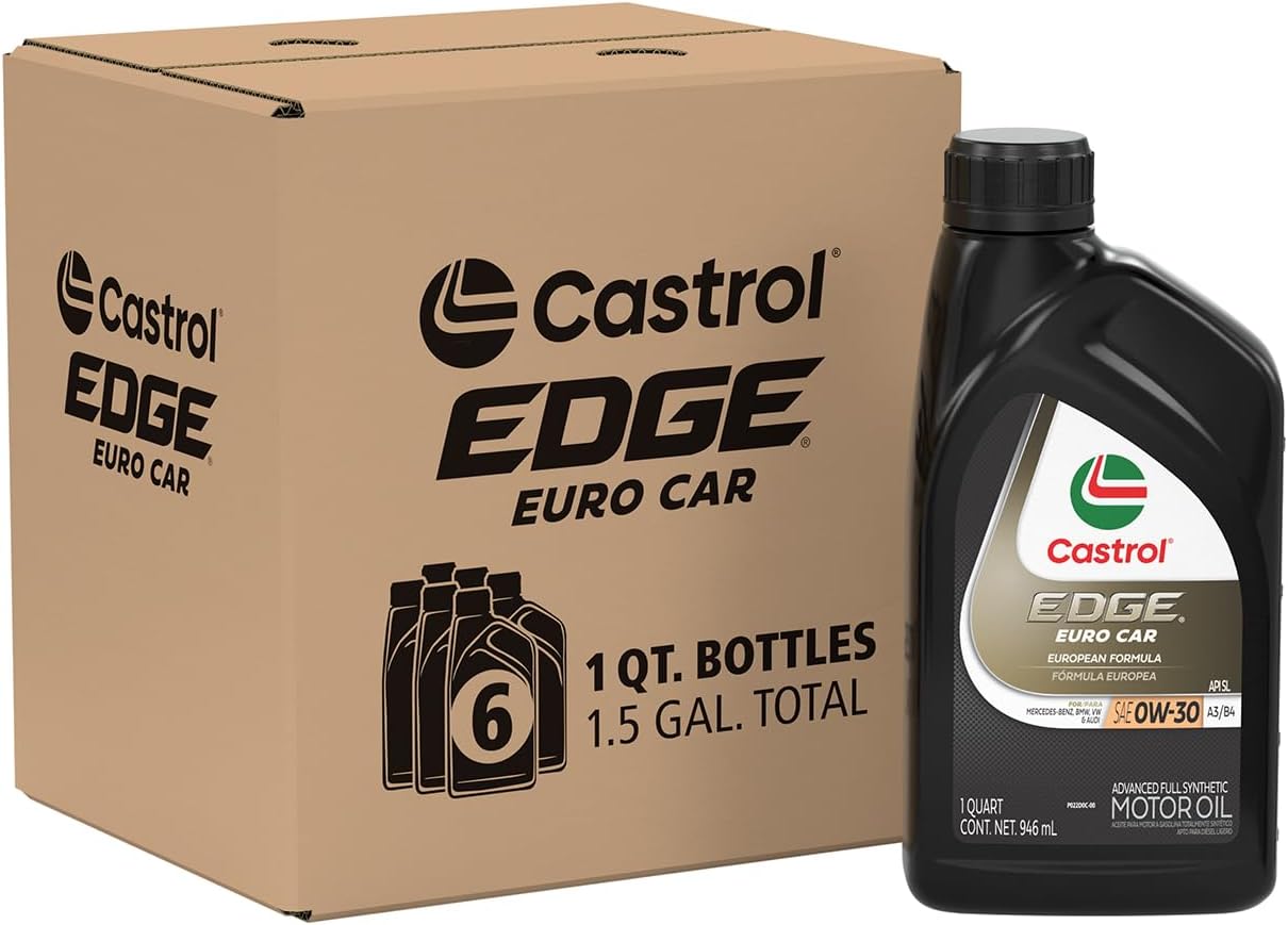 Castrol EDGE Euro 0W-30 A3/B4 Advanced Full Synthetic Motor Oil, 1 Quart, Pack of 6
