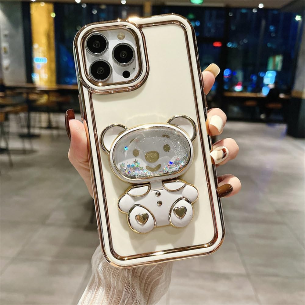 Coque Cute Bear Quicksand pour iPhone 12 Pro blanche souple silicone - 7