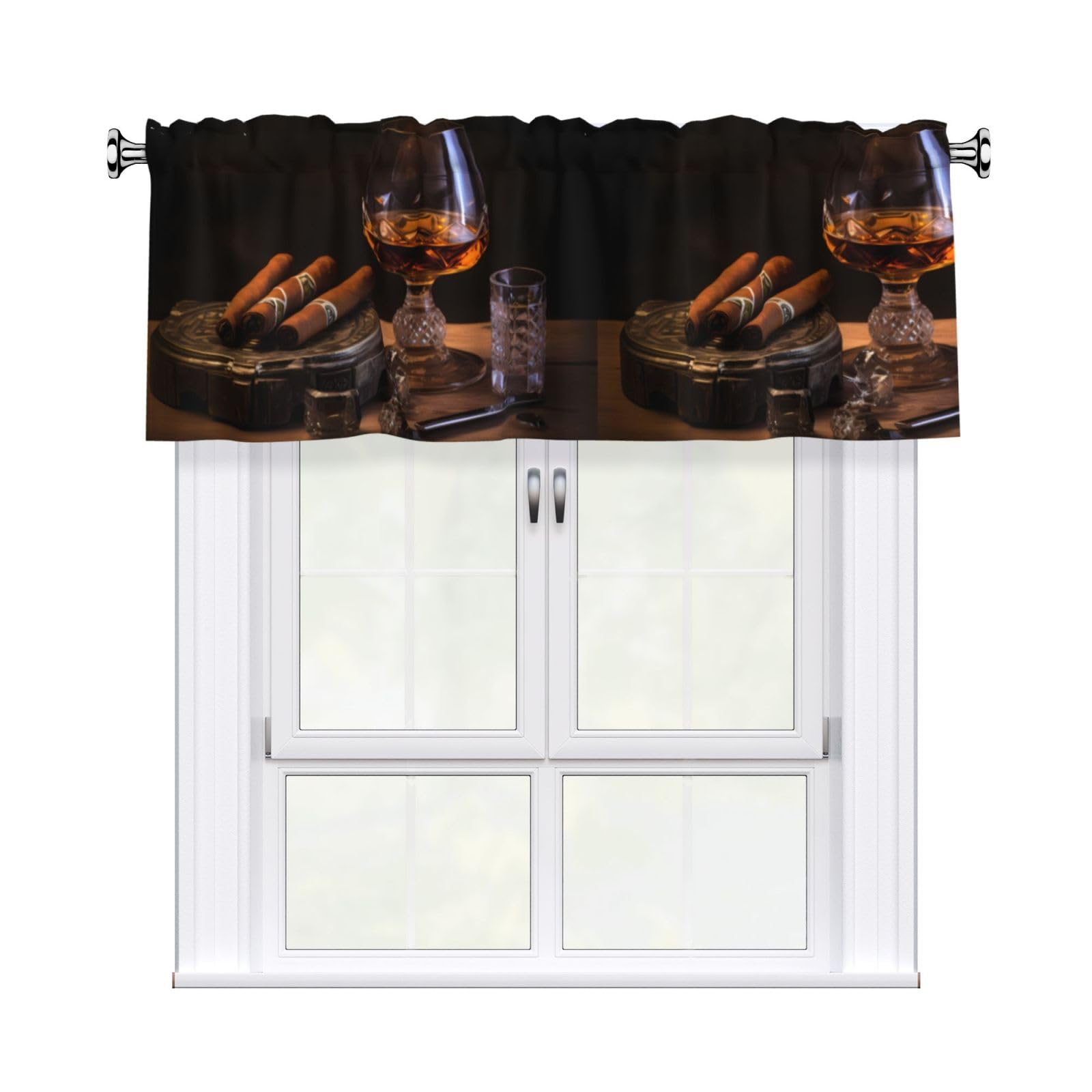 WHJSSF cigar and whiskey Prints Housewarming Gift – Peach Skin Window Valance 54x18 for a Cozy Kitchen Refresh