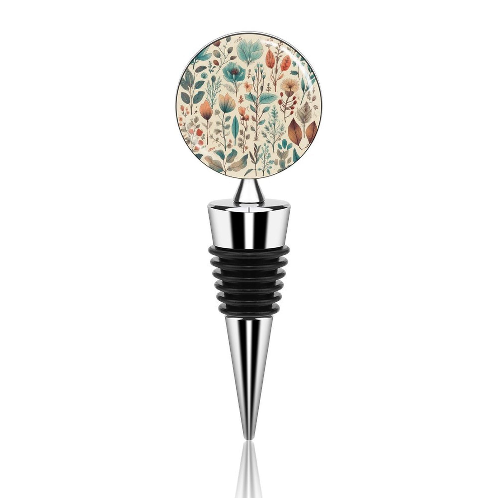 Bouchon de bouteille de vin réutilisable hermétique motif fleurs