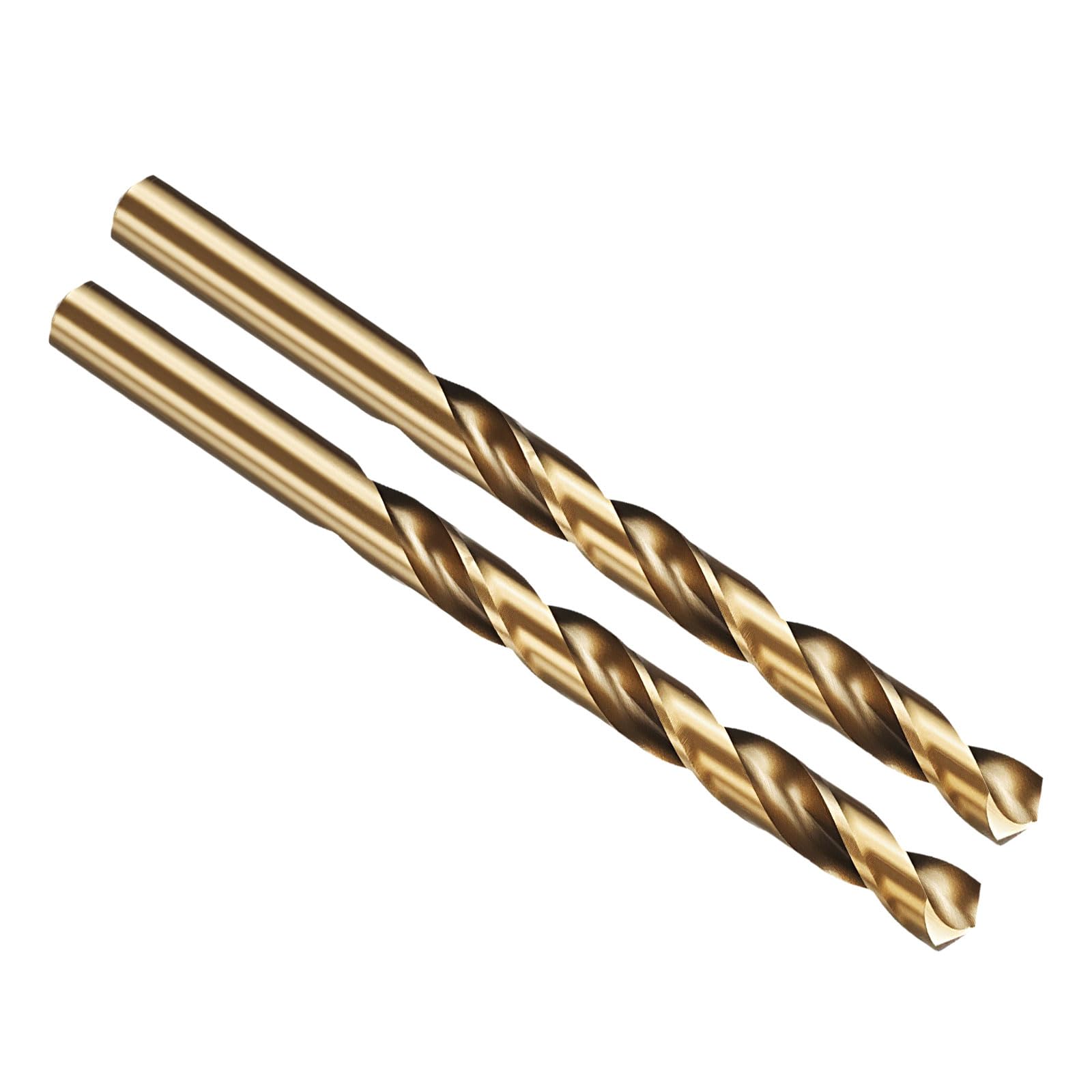 PATIKIL W Drill Bit, Jobber Straight Shank M35 Cobalt 5% High-Speed Steel 135° Gold Finish for Stainless Steel Hard Metal - 2 Pack — image 1