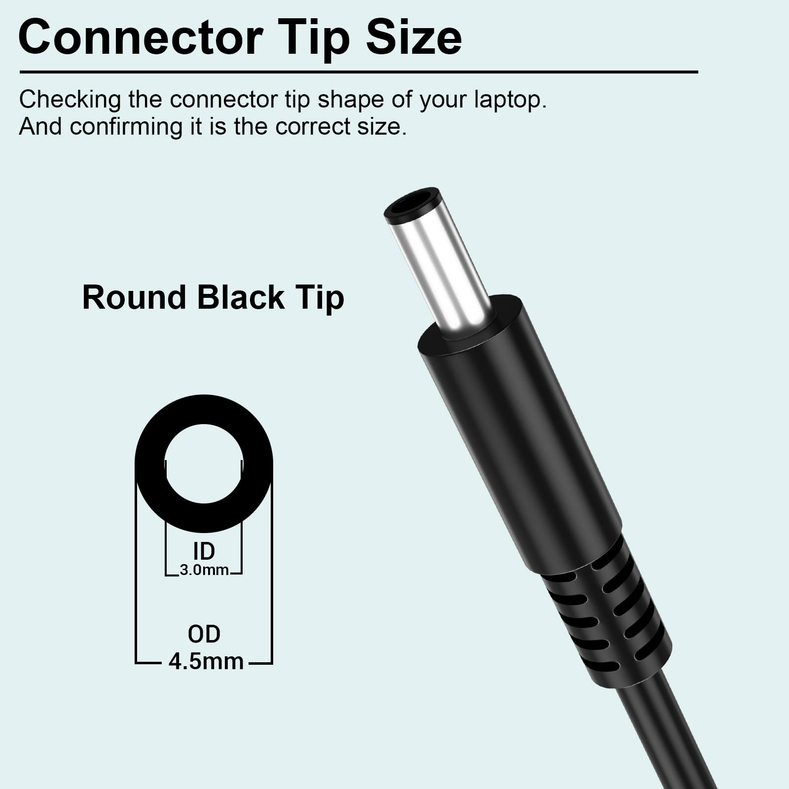 65W Slim Adapter Replacement for Dell Inspiron 15 Charger Laptop Inspiron 13 14 15 17 3000 5000 7000 Latitude Vostro XPS 13 la65ns2-01 Computer AC Power Cord 6ft - Two Round Tip 4.5 mm & 7.4mm