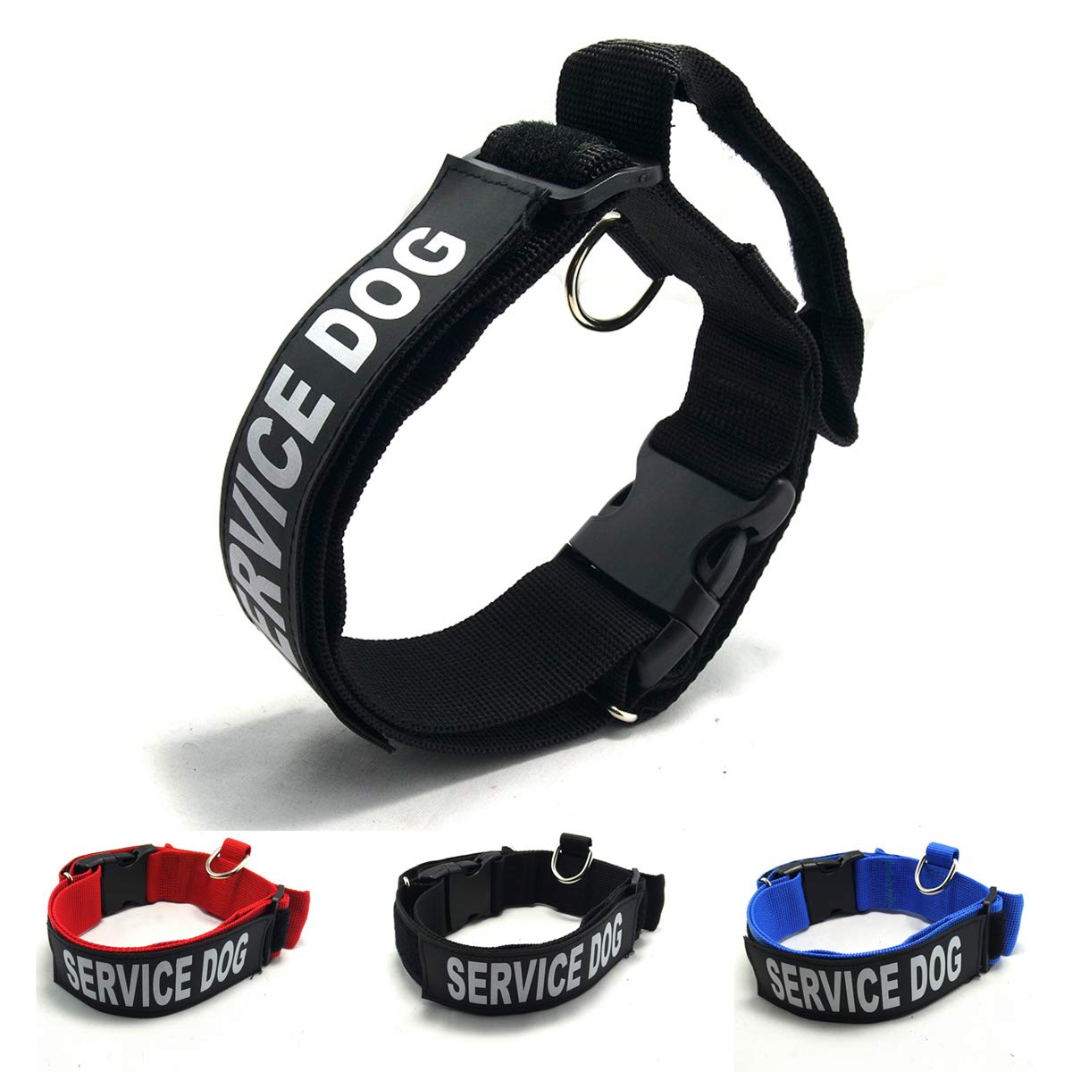 Photo 1 of ?3 Colors 3 Sizes? K.9 Service Dog Collar Tactical Collar Adjustable Nylon Basic Dog Collar with Reflective Patch for Large Dogs with 18.5"~23.5" Neck Girth (L, Black, Collar Only)