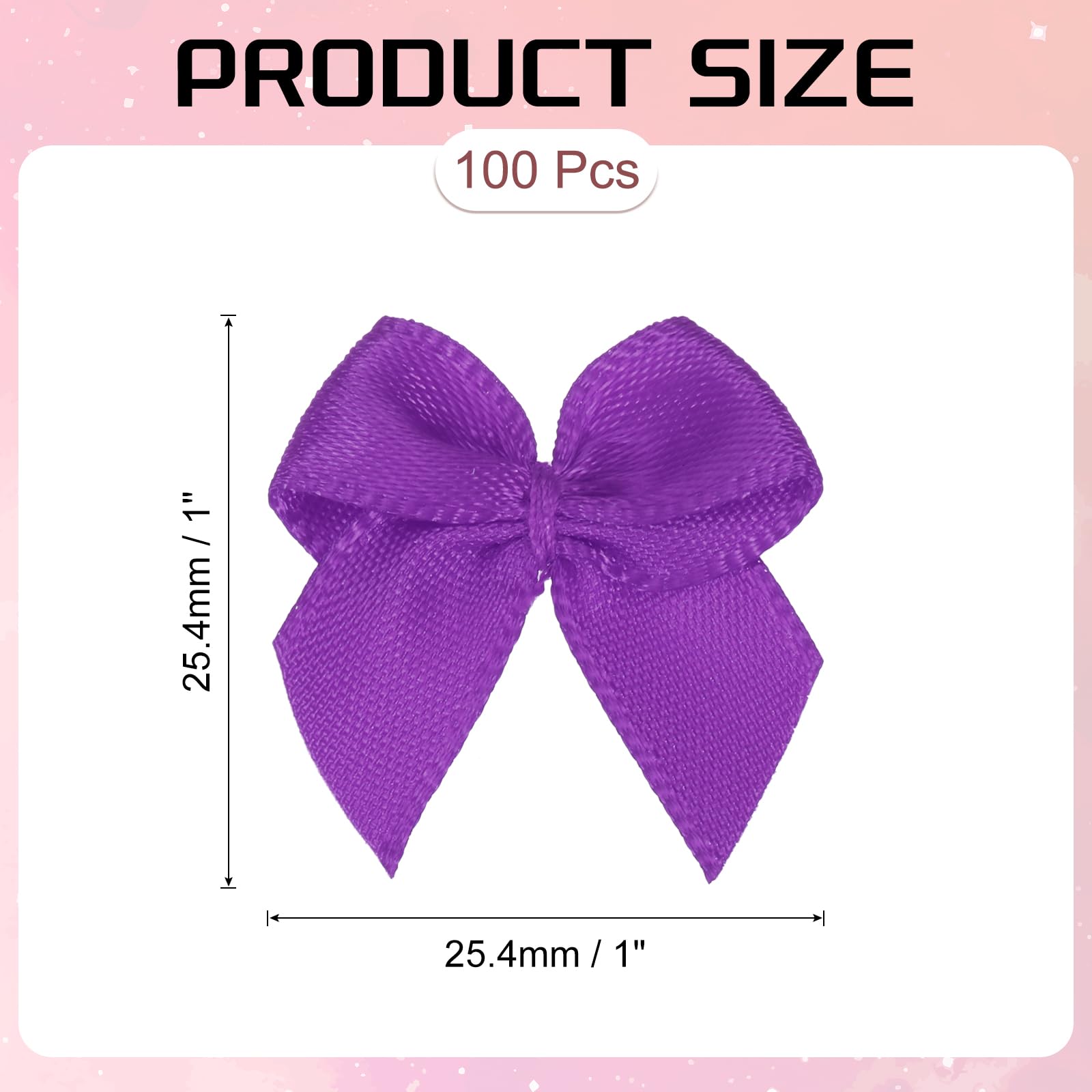 PATIKIL 1 Inch Mini Ribbon Bow 100 Pcs Satin Fabric Ribbon Flower Bows Appliques for DIY Craft Sewing Wedding Party Decoration - Image 2