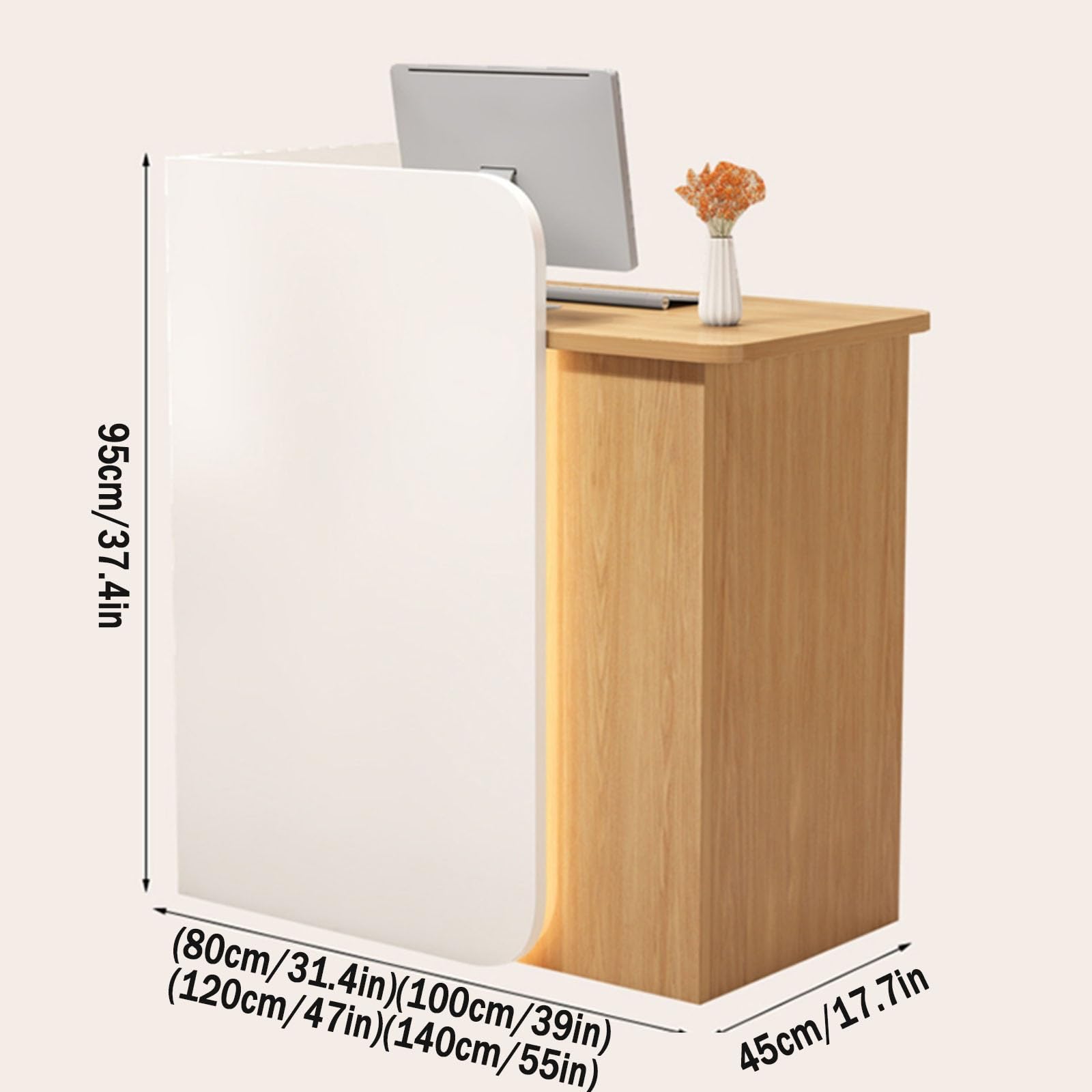 Bureau de réception moderne 100 cm pour salon de vente au détail et hall d'entrée – Table de bureau élégante pour magasin SOHO et espace de travail – Solution de mobilier contemporain