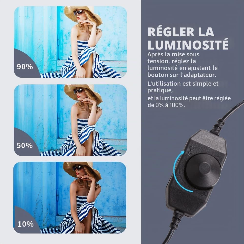 Kit d’Eclairage LED pour Studio de Photographie avec de Support Lumière de Remplissage pour Sourcils, Tatouage, Maquillage, Portrait, Photographie de Produits, Lumière de Studio