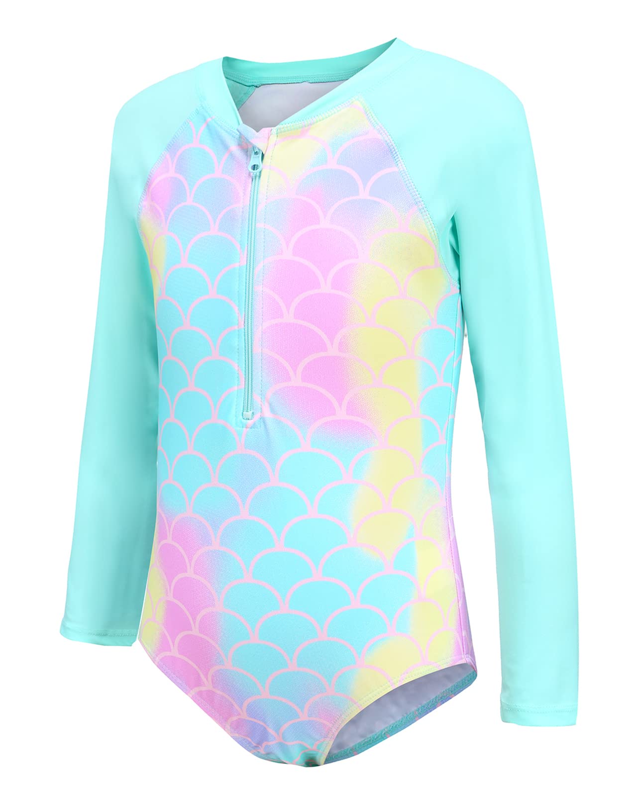 Aisyee Maillot de Bain Fille Manches Longues Rashguard Maillot de Bain pour Surf Natation Séchage Rapide 3-16 Ans