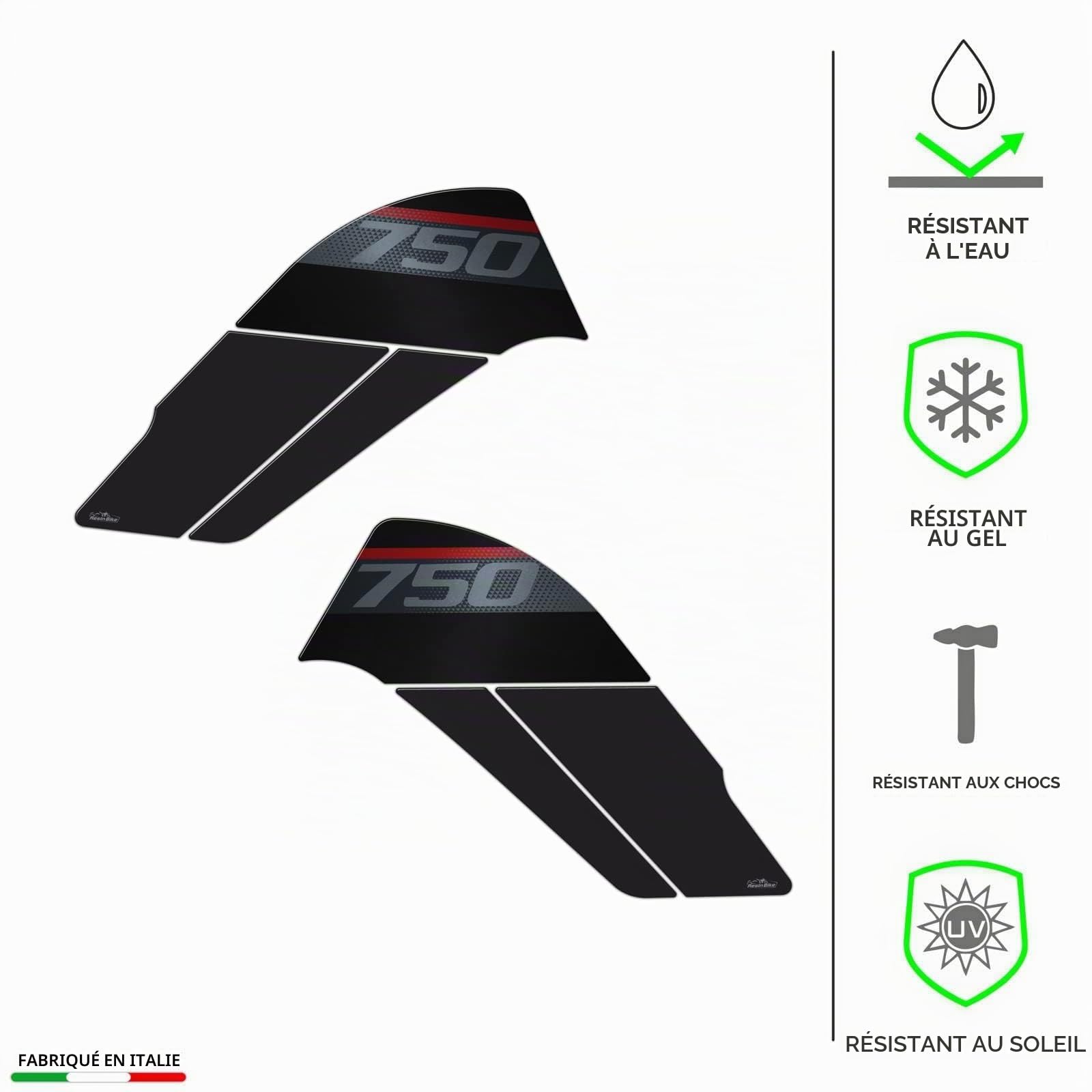 Resin Bike Autocollant Moto compatibles avec Honda Transalp XL 750 2023-2024. Protections Latérales de Genoux Réservoir de Moto Contre Chocs et Éraflures. Paire d'autocollants 3D en Résine Neutre