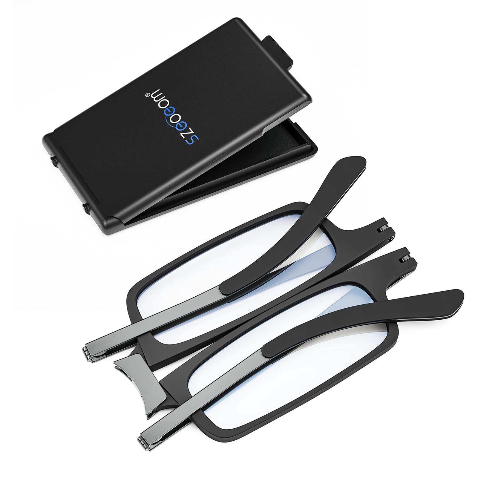 SZEOEOM Gafas de lectura plegables ultrafinas Lectores plegables ultraligeros Bule-light para hombres Mujeres Estuche de gafas rectangular portátil de viaje compacto