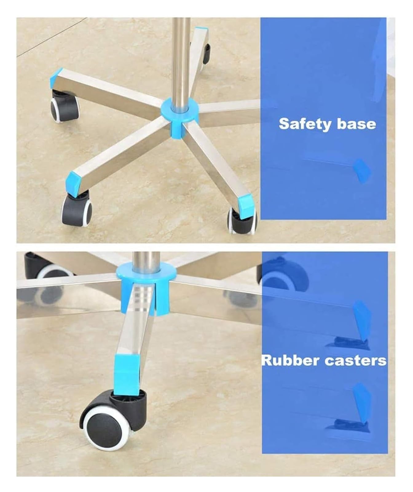 Soporte para Suero con Ruedas, intravenoso Soporte portátil，Ajustable de 4 Ganchos en Acero Inoxidable, para Hospital, Clínica y Uso Doméstico